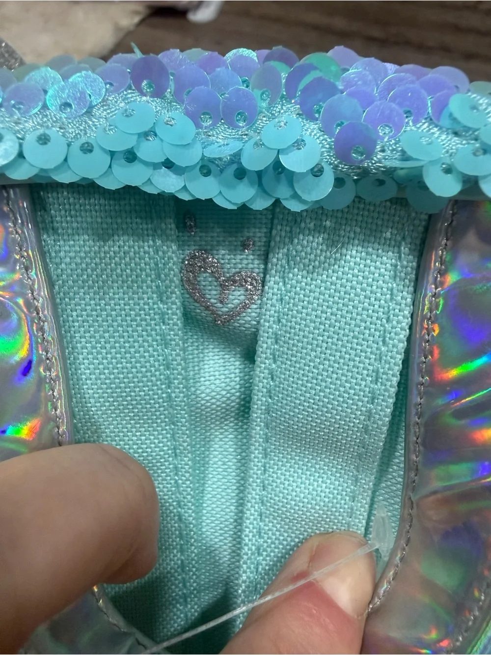 A initial Justice Aqua Blue Sequin Owl Mini Backpack 10”x8”x2.5”